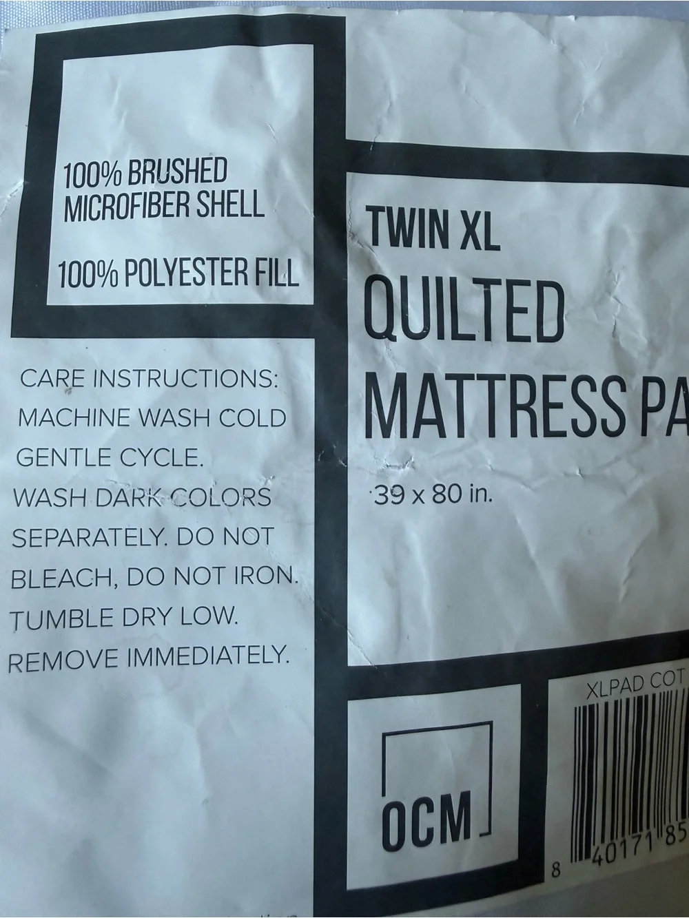 Twin XL Quilted Mattress Pad - White